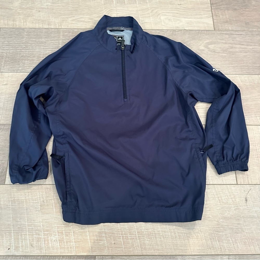 ADIDAS BOYS NAVY BLUE LIGHTWEIGHT 3/4 ZIP JACKET MEDIUM